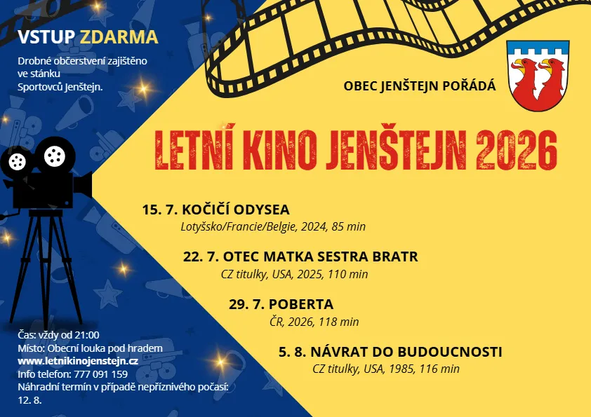Letní kino Jenštejn 2026 - Program plakátu (klikněte pro více informací)